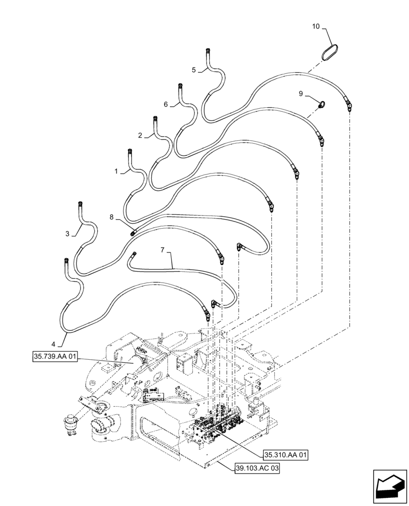 Схема запчастей Case CX55B - (35.359.AE[06]) - HYD LINES, UPPER (35) - HYDRAULIC SYSTEMS