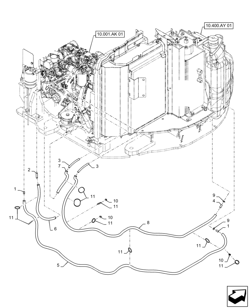 Схема запчастей Case CX55B - (10.216.BA[02]) - FUEL TANK LINES (10) - ENGINE