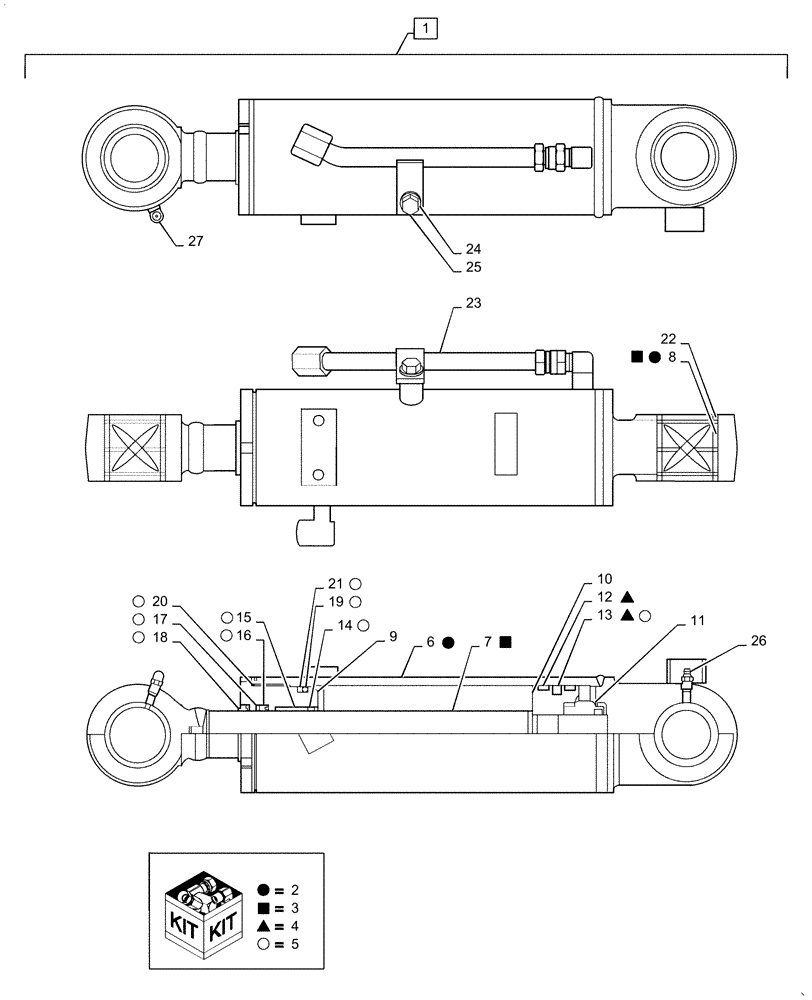 Схема запчастей Case CX55B - (86.110.AF[02]) - CYLINDER, ASSY, DOZER (86) - DOZER