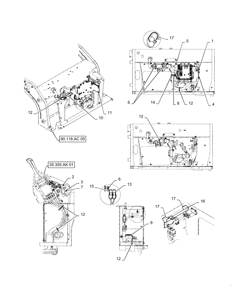 Схема запчастей Case CX55B - (55.510.AF[03]) - CAB MAIN WIRE HARNESS, HAND CONTROL PROPORTIONAL, FLOOR (55) - ELECTRICAL SYSTEMS