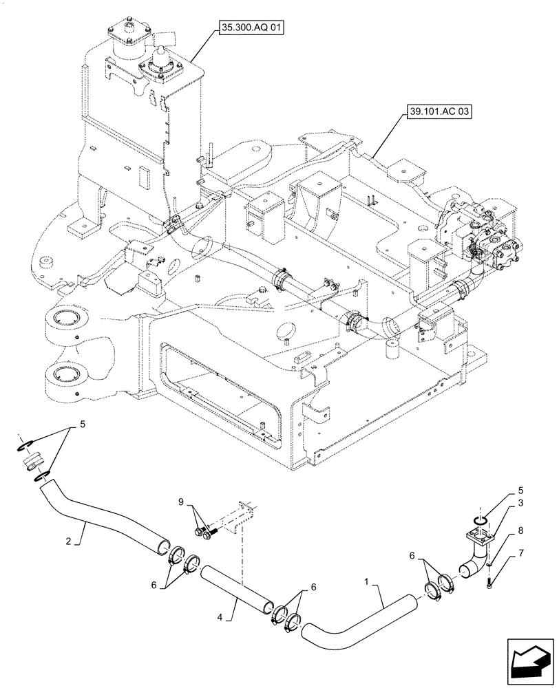 Схема запчастей Case CX55B - (35.322.AJ[02]) - HYD. LINE, PUMP (35) - HYDRAULIC SYSTEMS