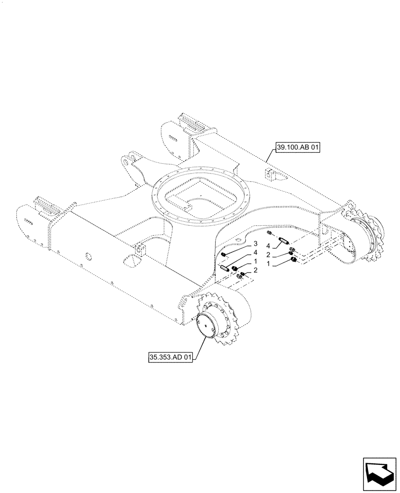 Схема запчастей Case CX55B - (35.353.AE[01]) - HYD CONNECTOR, TRAVEL MOTOR & REDUCTION GEAR (35) - HYDRAULIC SYSTEMS