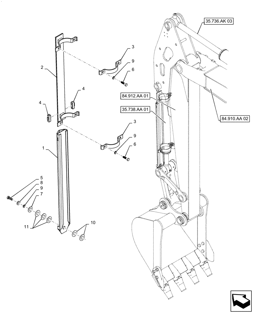 Схема запчастей Case CX55B - (35.738.AA[03]) - COVER ASSY, BUCKET CYLINDER (35) - HYDRAULIC SYSTEMS