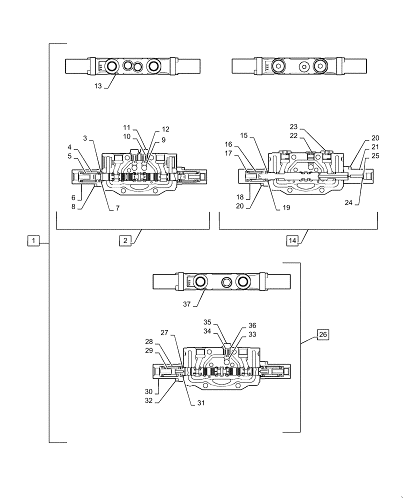 Схема запчастей Case CX55B - (35.310.AA[06]) - CONTROL VALVE SECTION, ARM, ARM CONFLUENCE (JOINING), SLEWING (35) - HYDRAULIC SYSTEMS