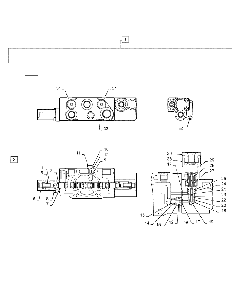 Схема запчастей Case CX55B - (35.310.AA[12]) - CONTROL VALVE SECTION, BOOM (35) - HYDRAULIC SYSTEMS