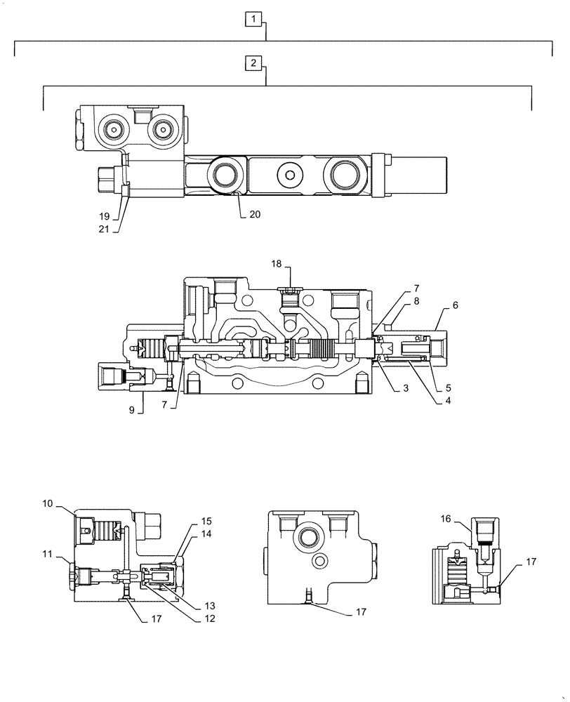 Схема запчастей Case CX55B - (35.310.AA[08]) - CONTROL VALVE SECTION, TRAVEL INDEPENDENCE (35) - HYDRAULIC SYSTEMS