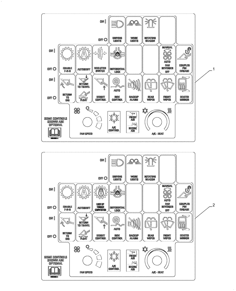 Схема запчастей Case 921F - (90.108.AA) - ROCKER SWITCH DECAL (90) - PLATFORM, CAB, BODYWORK AND DECALS