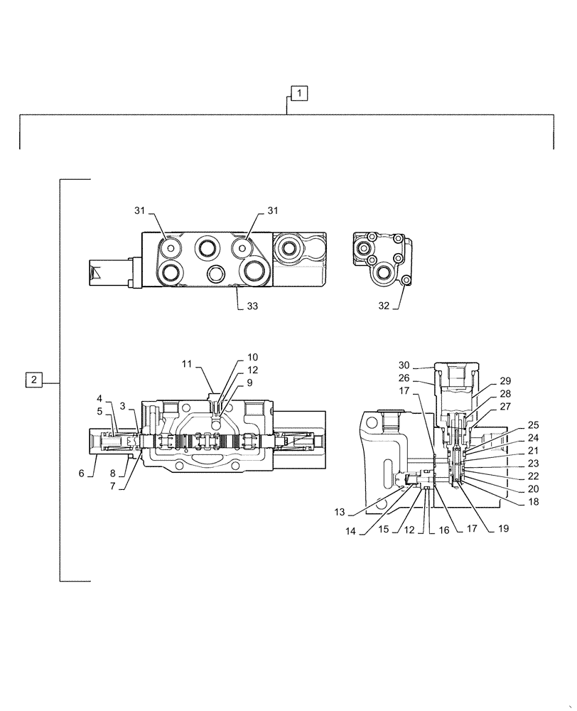 Схема запчастей Case CX55B - (35.310.AA[04]) - CONTROL VALVE SECTION, BOOM (35) - HYDRAULIC SYSTEMS