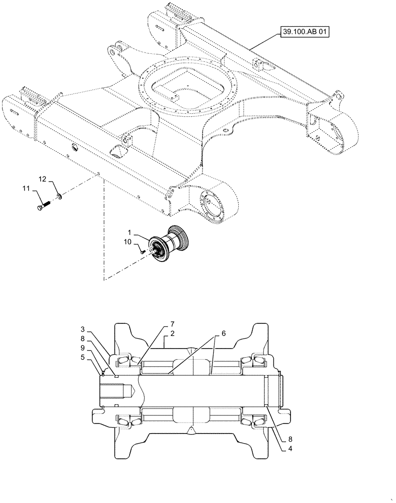 Схема запчастей Case CX55B - (48.138.AB[01]) - ROLLER, ASSY, LOWER (48) - TRACKS & TRACK SUSPENSION