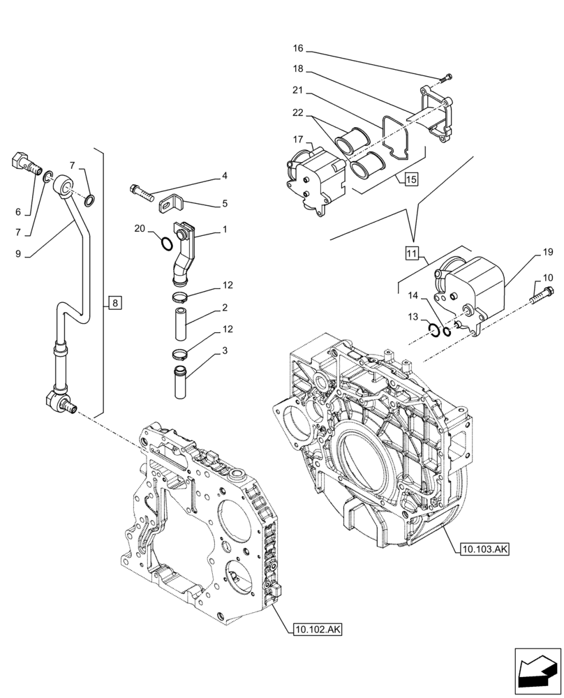 Схема запчастей Case F4HFE613T B005 - (10.304.AP) - ENGINE, BREATHER (10) - ENGINE