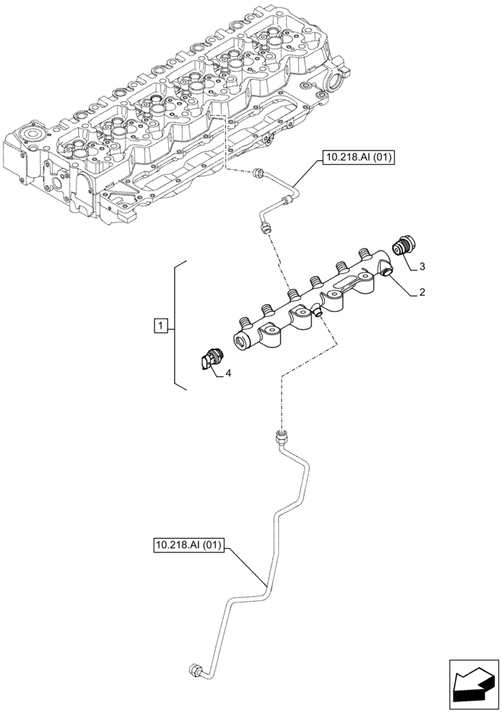 Схема запчастей Case F4HFE613T B005 - (10.218.AA) - COMMON RAIL (10) - ENGINE