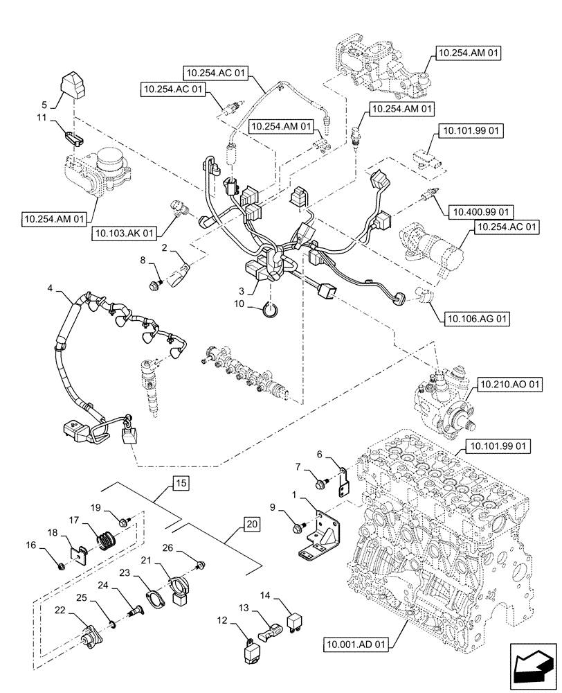 Схема запчастей Case CX55B - (55.015.AA[02]) - ELECTRIC PARTS (55) - ELECTRICAL SYSTEMS