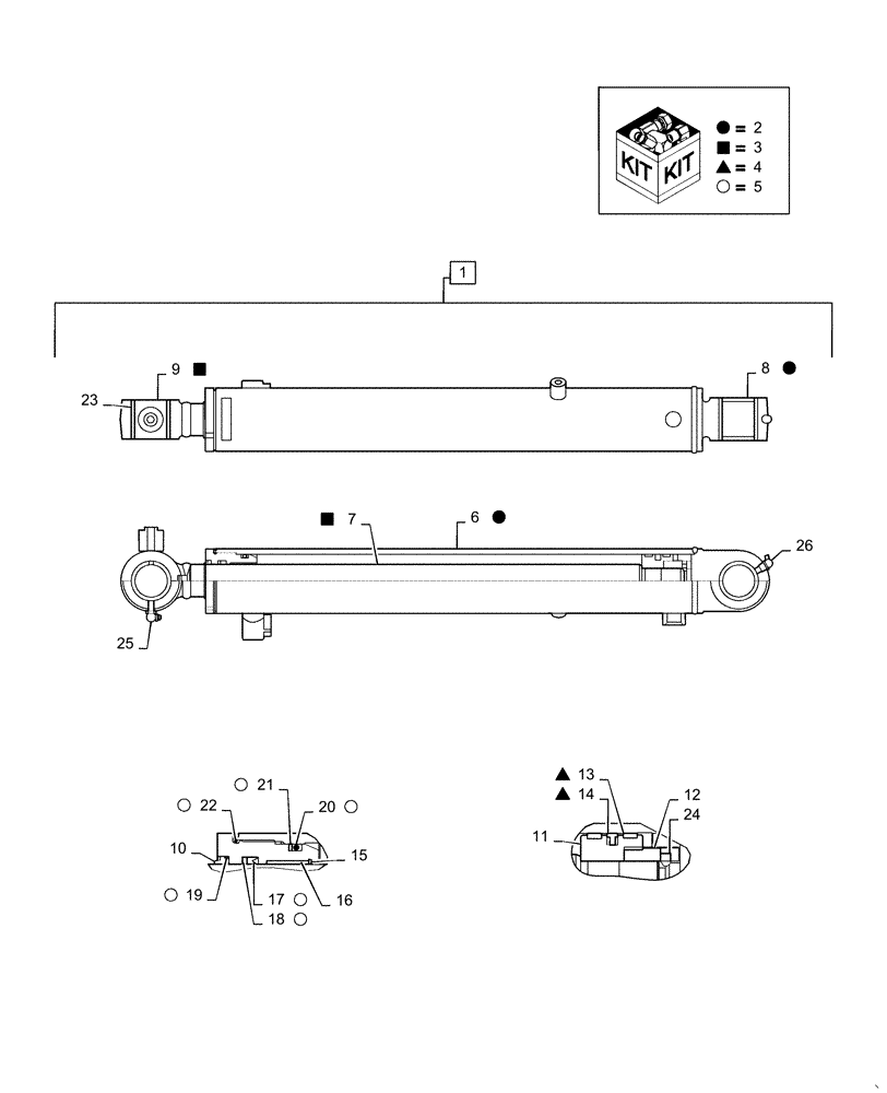 Схема запчастей Case CX55B - (35.738.AA[02]) - CYLINDER, ASSY, BUCKET (35) - HYDRAULIC SYSTEMS