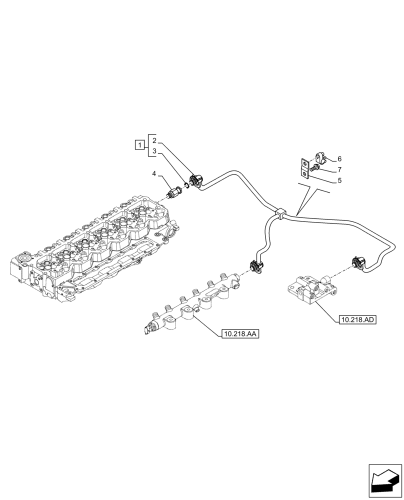 Схема запчастей Case F4HFE613T B005 - (10.218.AI[02]) - INJECTOR FUEL LINES (10) - ENGINE