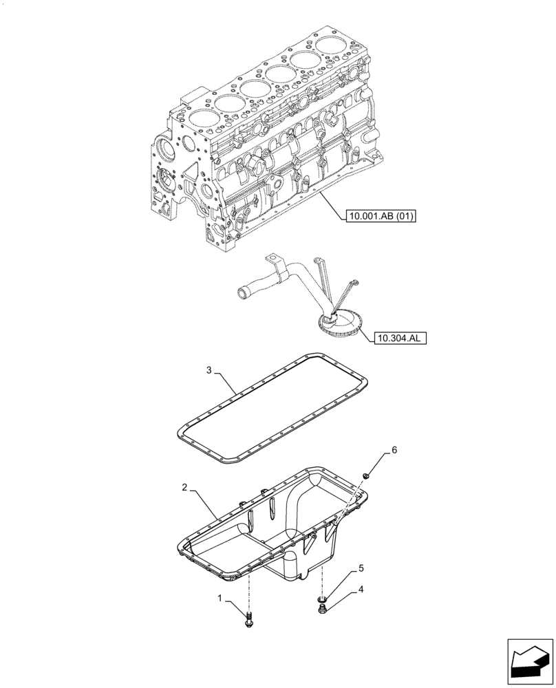 Схема запчастей Case F4HFE613T B005 - (10.102.AP) - ENGINE OIL PAN (10) - ENGINE