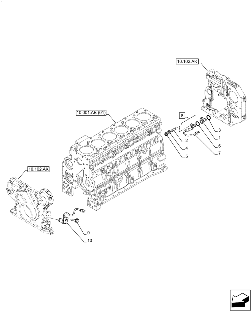 Схема запчастей Case F4HFE613T B005 - (55.015.AC) - ENGINE, SENSOR (55) - ELECTRICAL SYSTEMS