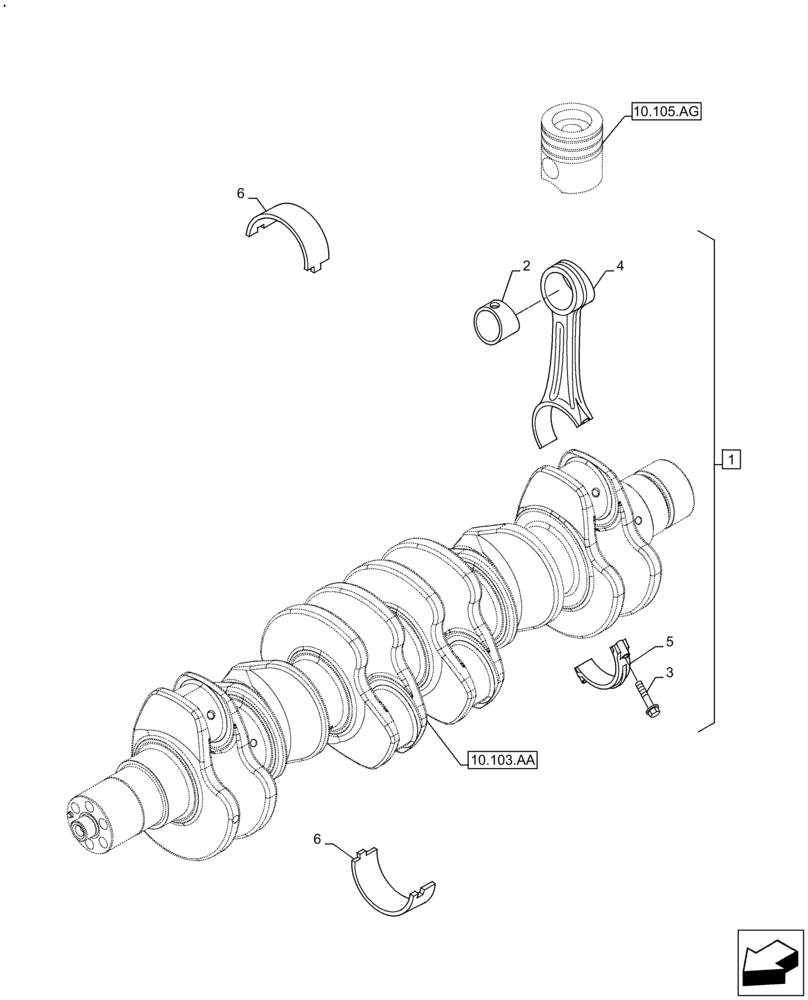 Схема запчастей Case F4HFE613T B005 - (10.105.AB) - CONNECTING ROD & PISTON (10) - ENGINE