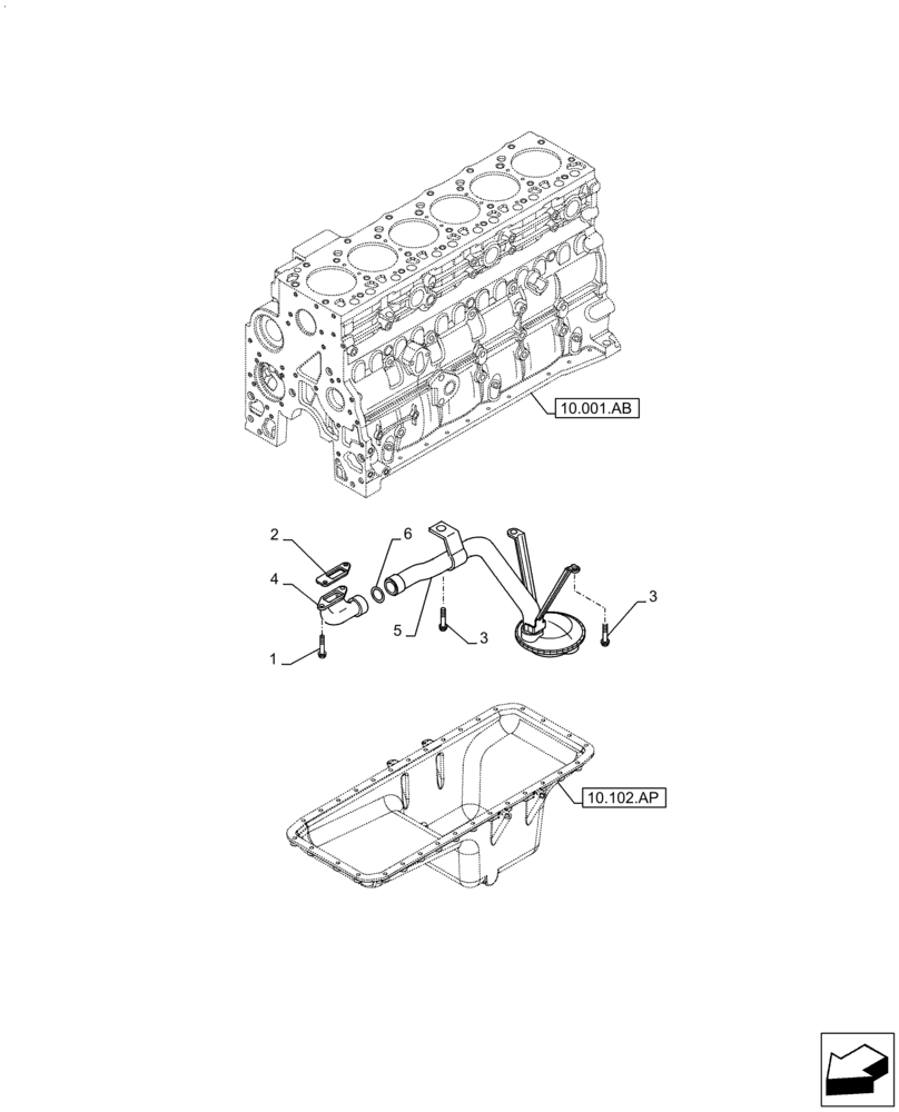 Схема запчастей Case F4HFE613T B006 - (10.304.AL) - OIL PUMP & LINES (10) - ENGINE