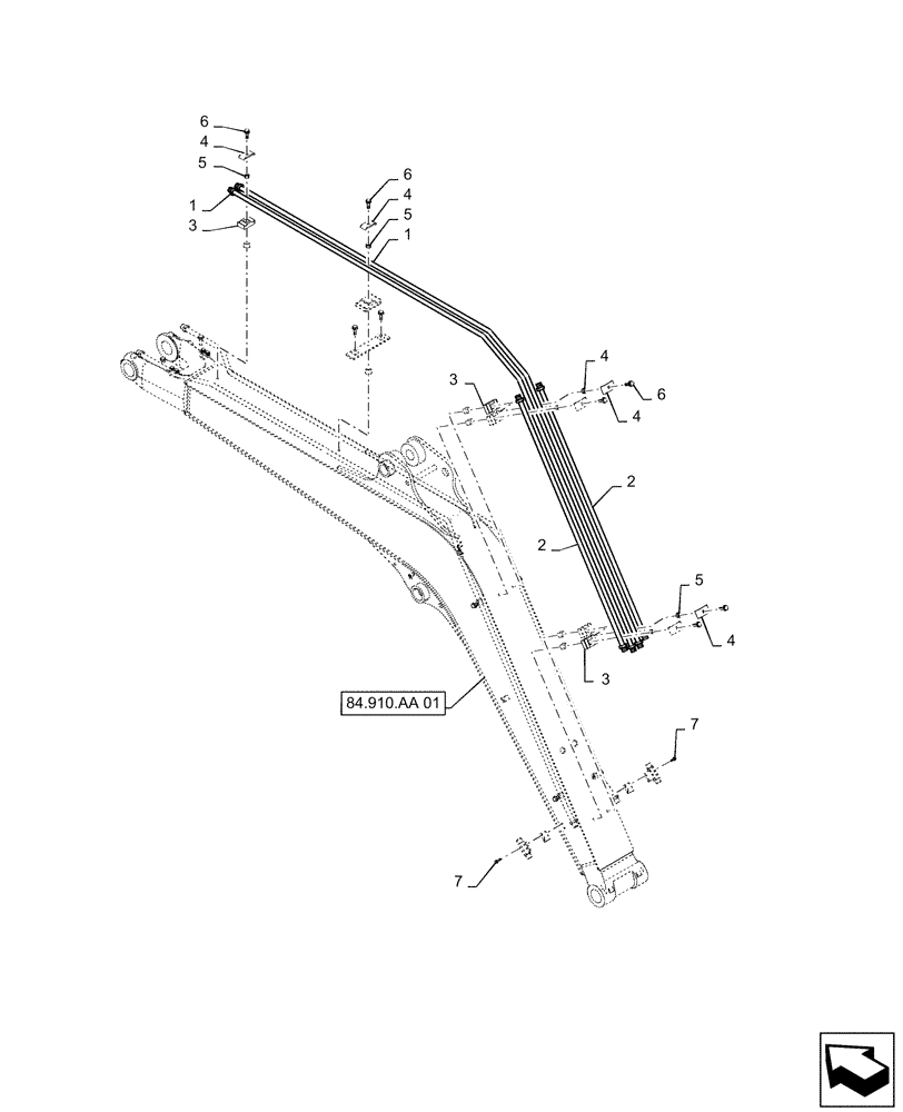 Схема запчастей Case CX55B - (35.736.AC[01]) - HYD. LINE, BOOM, NIBBLER & BREAKER OR ROTARY (35) - HYDRAULIC SYSTEMS