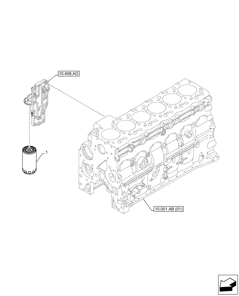 Схема запчастей Case F4HFE613T B005 - (10.304.AE) - ENGINE OIL FILTER (10) - ENGINE