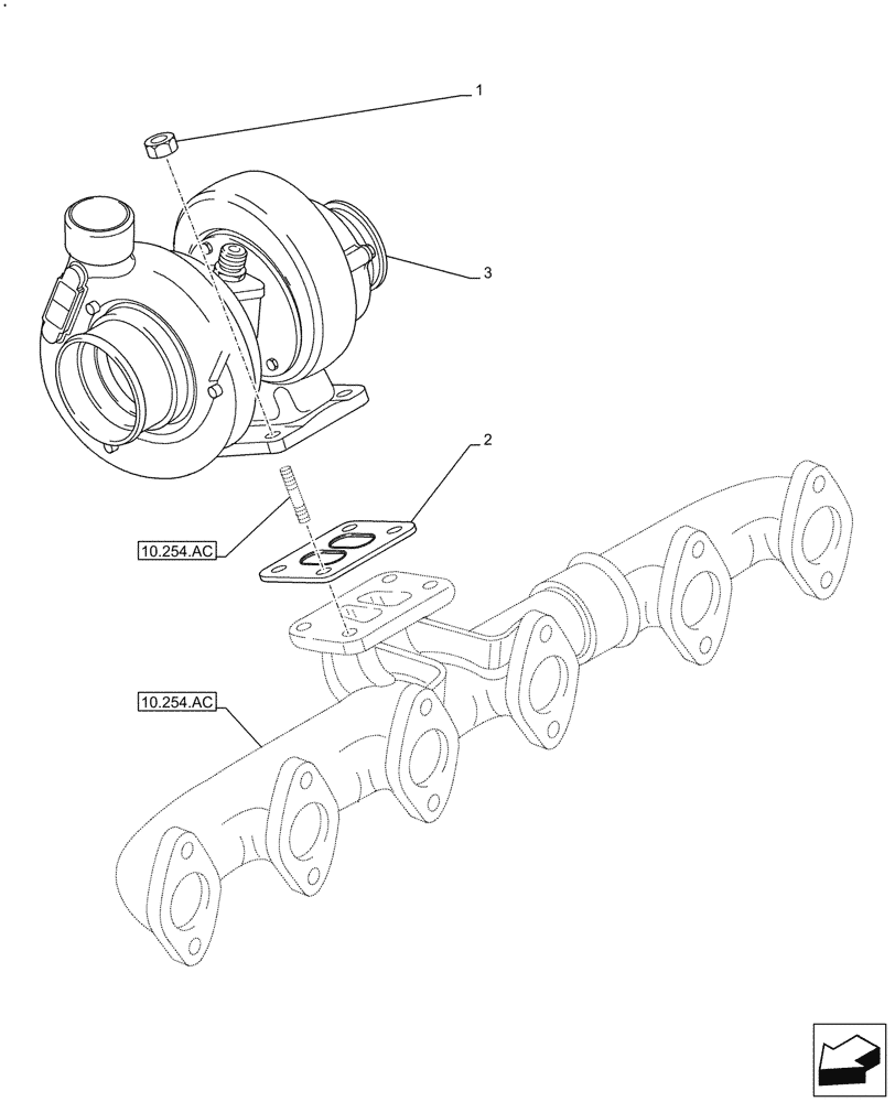 Схема запчастей Case F4HFE613T B005 - (10.250.AC) - TURBOCHARGER (10) - ENGINE