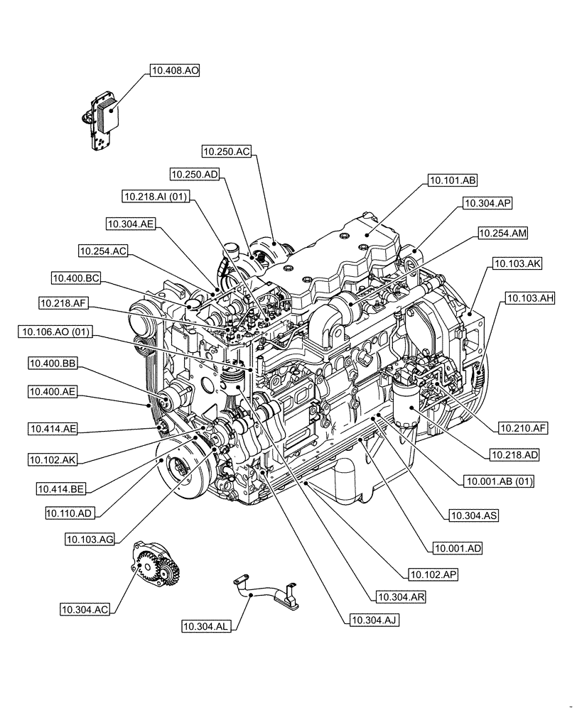 Схема запчастей Case F4HFE613T B006 - (10.000.00) - SECTION INDEX - ENGINE (10) - ENGINE
