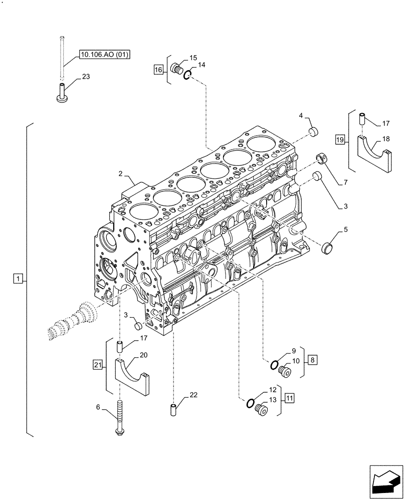 Схема запчастей Case F4HFE613T B006 - (10.001.AB[01]) - CRANKCASE (10) - ENGINE