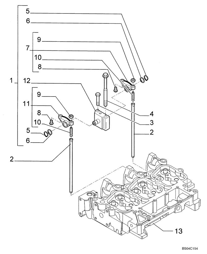 Схема запчастей Case 435 - (02-16) - CYLINDER HEAD - VALVE MECHANISM (02) - ENGINE