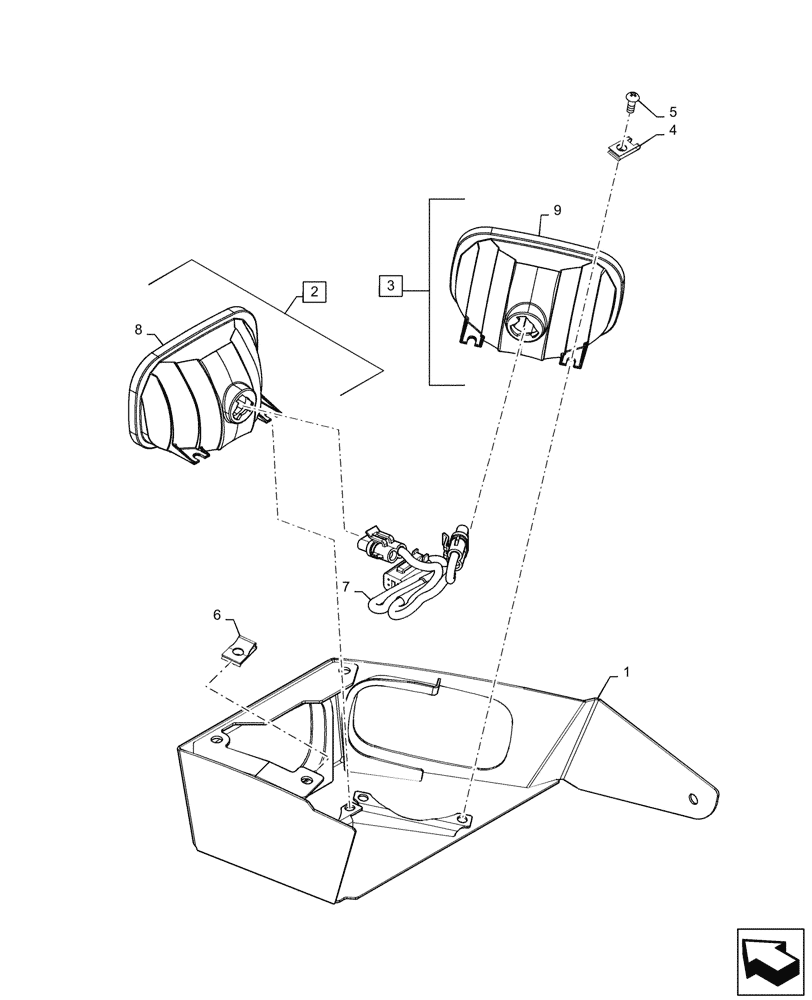 Схема запчастей Case SV250 - (55.404.AL[06]) - LIGHT, RH, HEAVY DUTY ASSY (55) - ELECTRICAL SYSTEMS