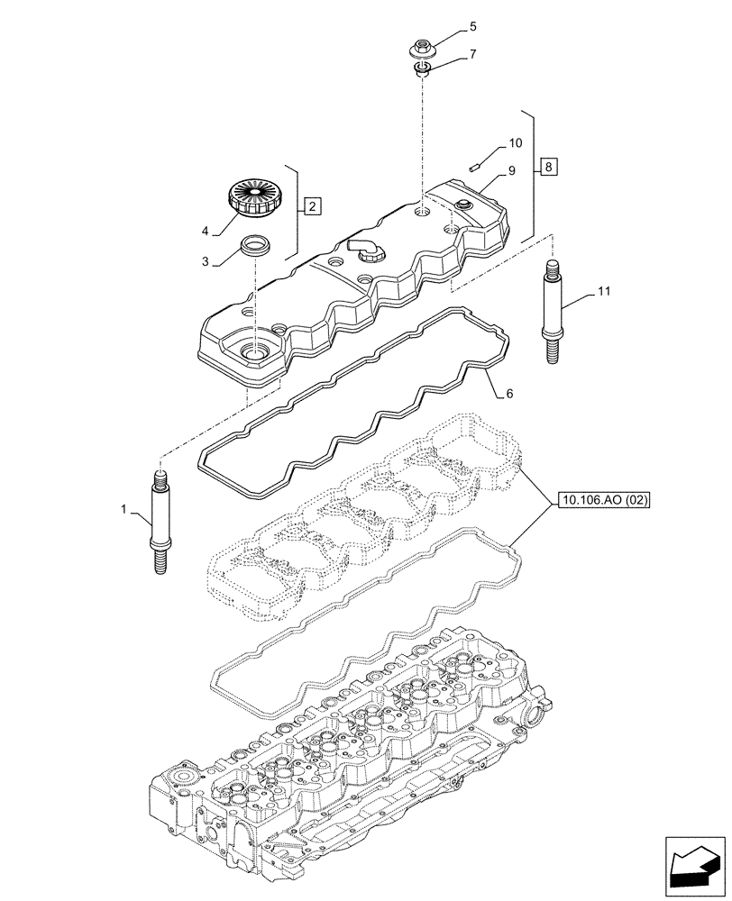 Схема запчастей Case F4HFE613T B006 - (10.101.AB) - CYLINDER HEAD, COVER (10) - ENGINE