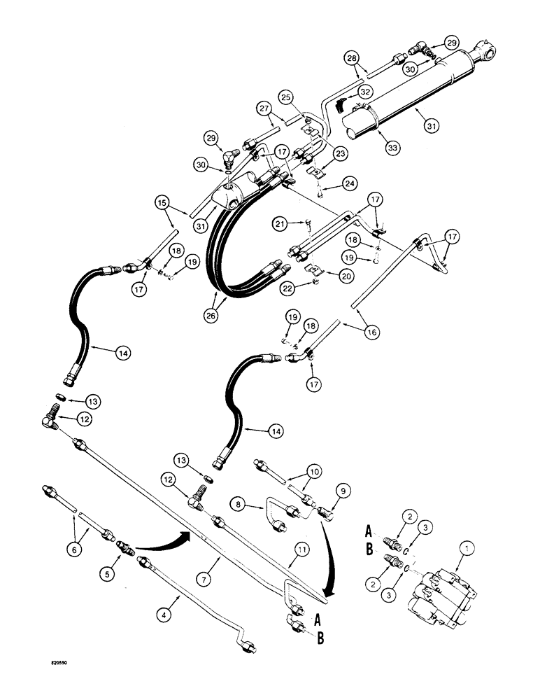 Схема запчастей Case W4 - (130) - LOADER BUCKET CYLINDER HYDRAULIC CIRCUIT (08) - HYDRAULICS