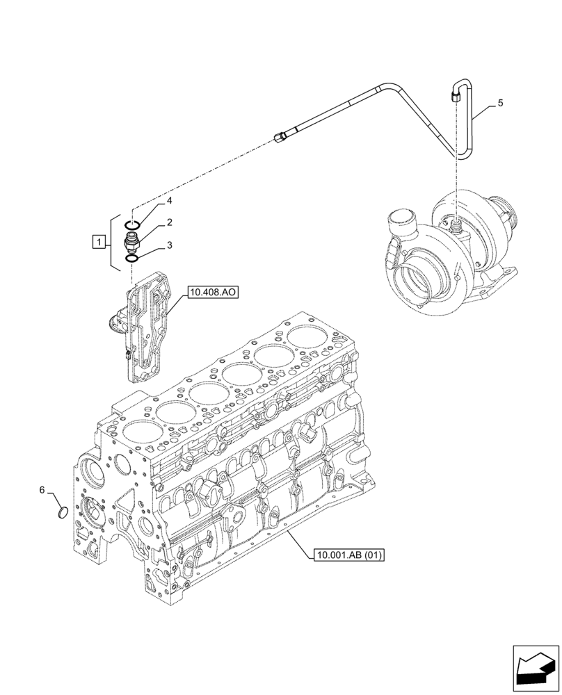 Схема запчастей Case F4HFE613T B005 - (10.250.AD) - TURBOCHARGER, 1.5M DUAL CAM WIDE PICKUP, SUPPLY, CONNECTING (10) - ENGINE