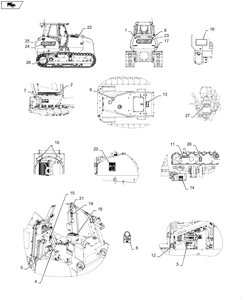 Схема запчастей Case 1650M XLT - (90.108.AE[01]) - DECALS (90) - PLATFORM, CAB, BODYWORK AND DECALS