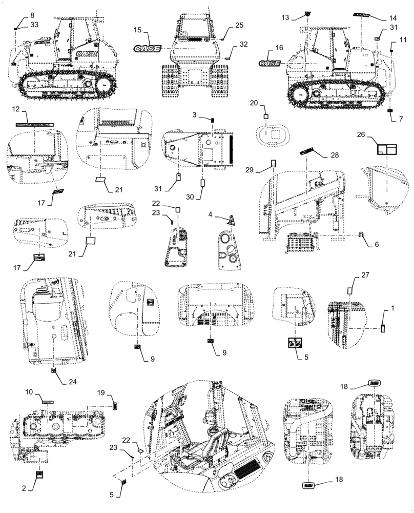 Схема запчастей Case 2050M LT - (90.108.AE[01]) - DECALS (90) - PLATFORM, CAB, BODYWORK AND DECALS