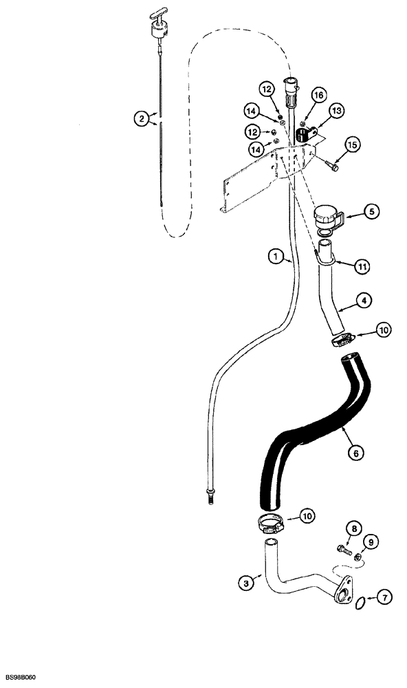 Схема запчастей Case 850G - (2-05A) - ENGINE FILLER TUBE AND DIPSTICK (P.I.N. JJG0254005 TO JJG0254009, JJG0254015 AND AFTER) (01) - ENGINE