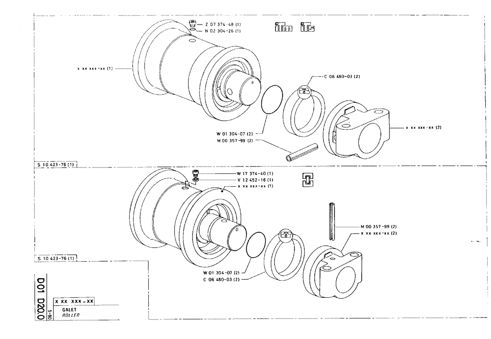 Схема запчастей Case 75C - (D01 D20.0) - ROLLER (04) - UNDERCARRIAGE