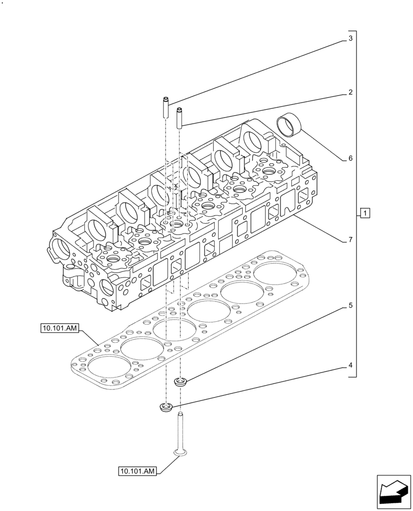 Схема запчастей Case F2CFA614A E010 - (10.101.AA) - CYLINDER, HEAD (10) - ENGINE