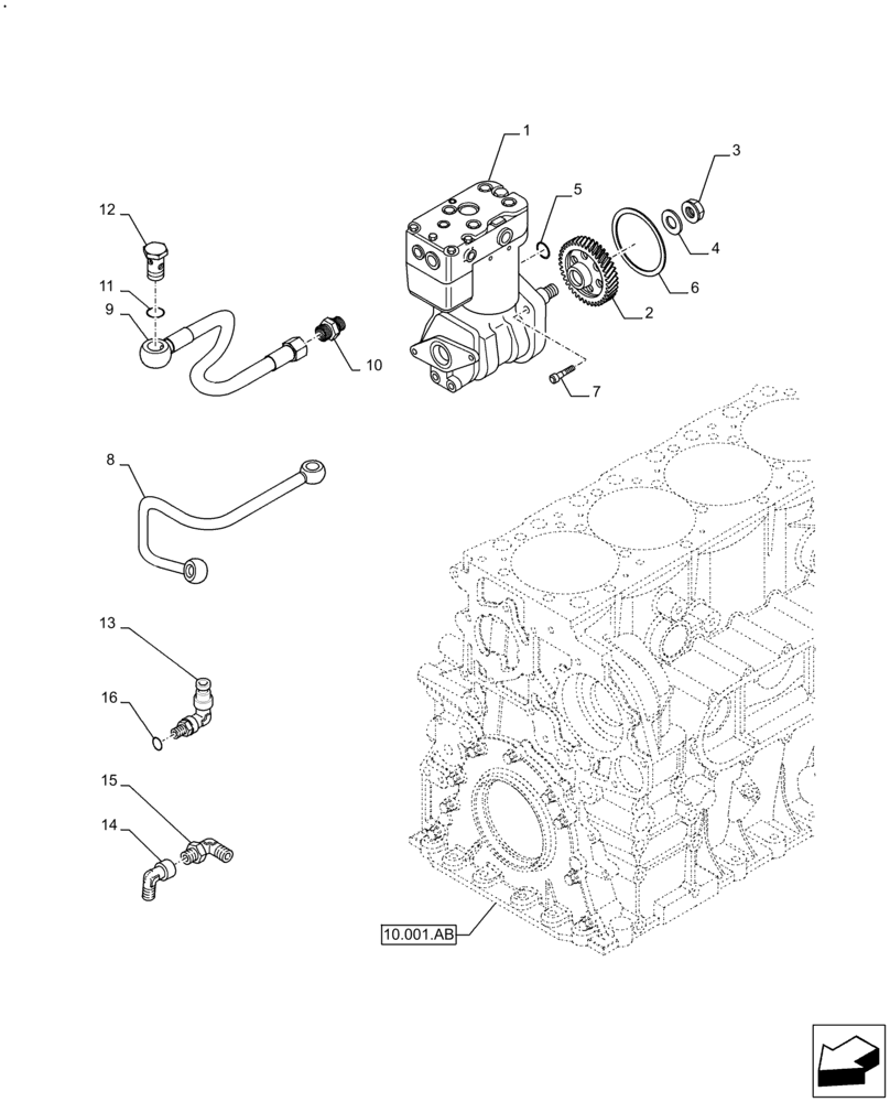 Схема запчастей Case F2CFA614A E010 - (10.450.AA[01]) - AIR COMPRESSOR (10) - ENGINE