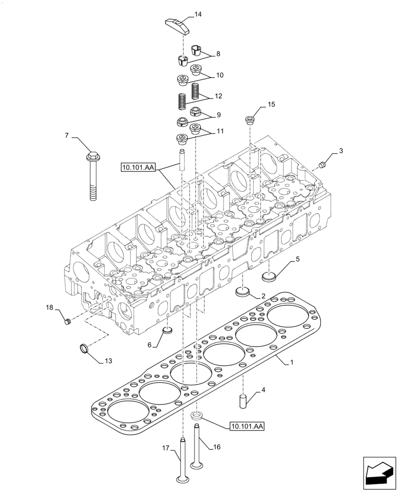 Схема запчастей Case F2CFA614A E010 - (10.101.AM) - VALVE (10) - ENGINE