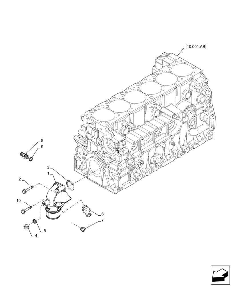 Схема запчастей Case F2CFE614A A010 - (10.400.AQ) - RADIATOR & HOSE (10) - ENGINE