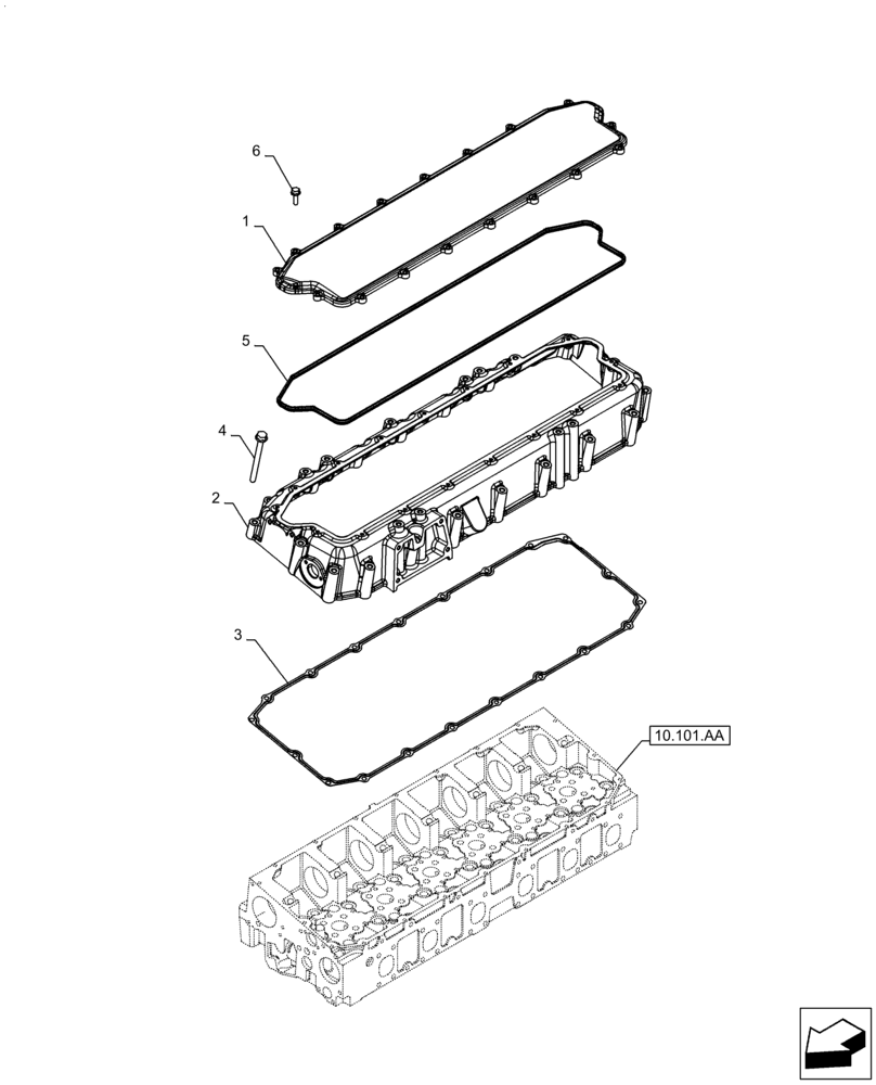 Схема запчастей Case F2CFA614A E010 - (10.101.AB) - CYLINDER HEAD, COVER (10) - ENGINE