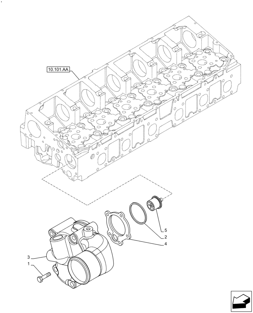 Схема запчастей Case F2CFA614A E010 - (10.400.BC) - THERMOSTAT (10) - ENGINE