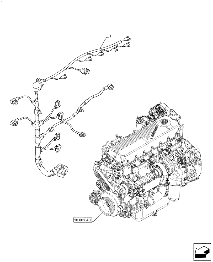 Схема запчастей Case F2CFE614A A010 - (55.010.AA) - ENGINE, CABLE (55) - ELECTRICAL SYSTEMS