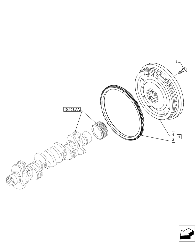 Схема запчастей Case F2CFA614A E010 - (10.103.AH) - ENGINE FLYWHEEL (10) - ENGINE