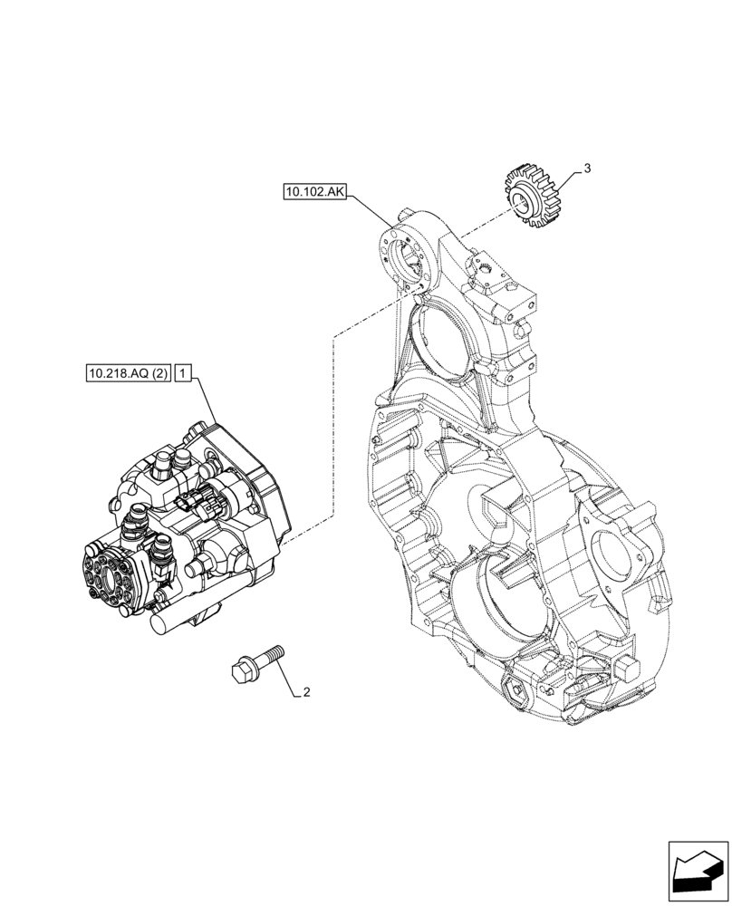 Схема запчастей Case F2CFE614A A010 - (10.218.AQ[01]) - FUEL INJECTION PUMP (10) - ENGINE