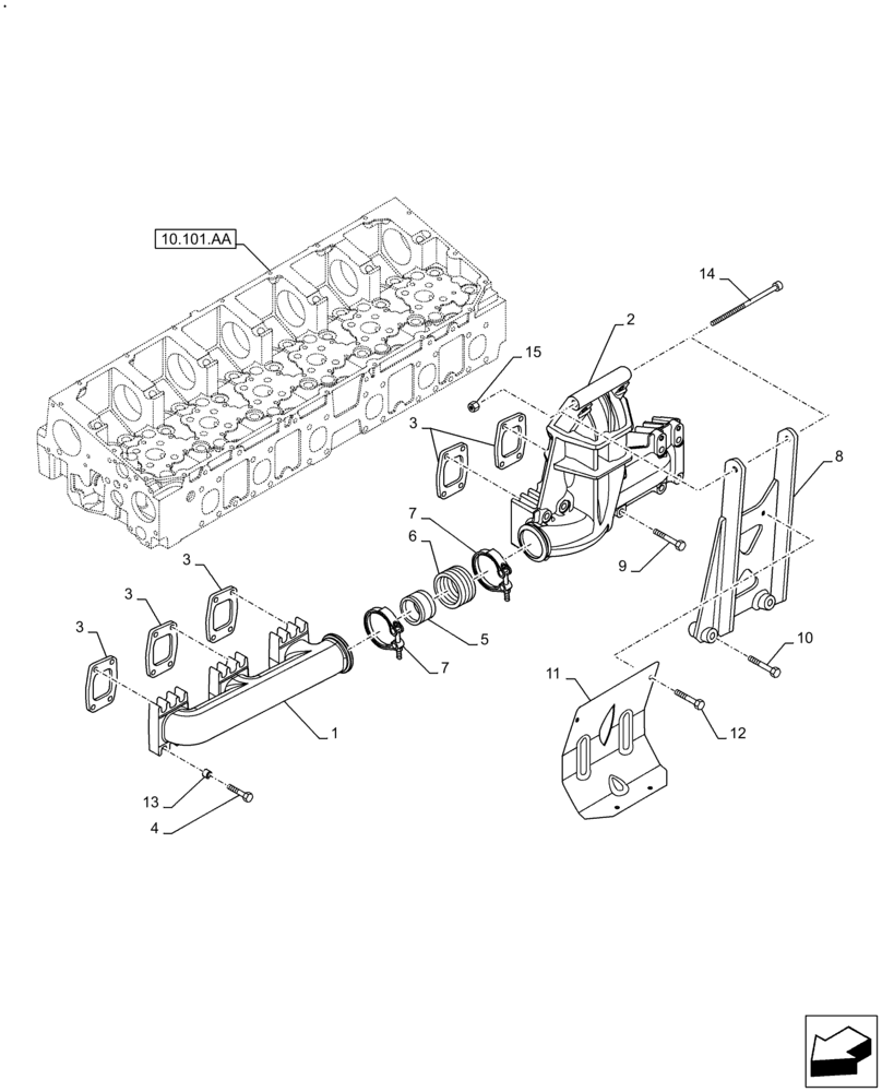 Схема запчастей Case F2CFE614A A010 - (10.254.AC) - EXHAUST MANIFOLD (10) - ENGINE