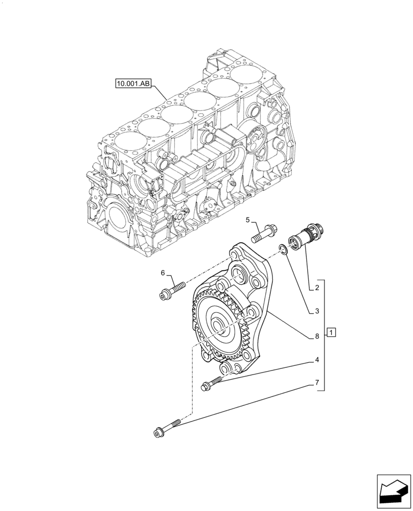 Схема запчастей Case F2CFE614A A010 - (10.304.AC) - ENGINE OIL PUMP (10) - ENGINE