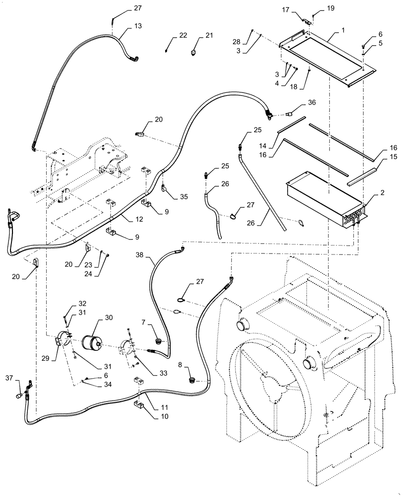 Схема запчастей Case 821F - (50.200.BB) - A/C CONDENSER LINE INSTALLATION (50) - CAB CLIMATE CONTROL