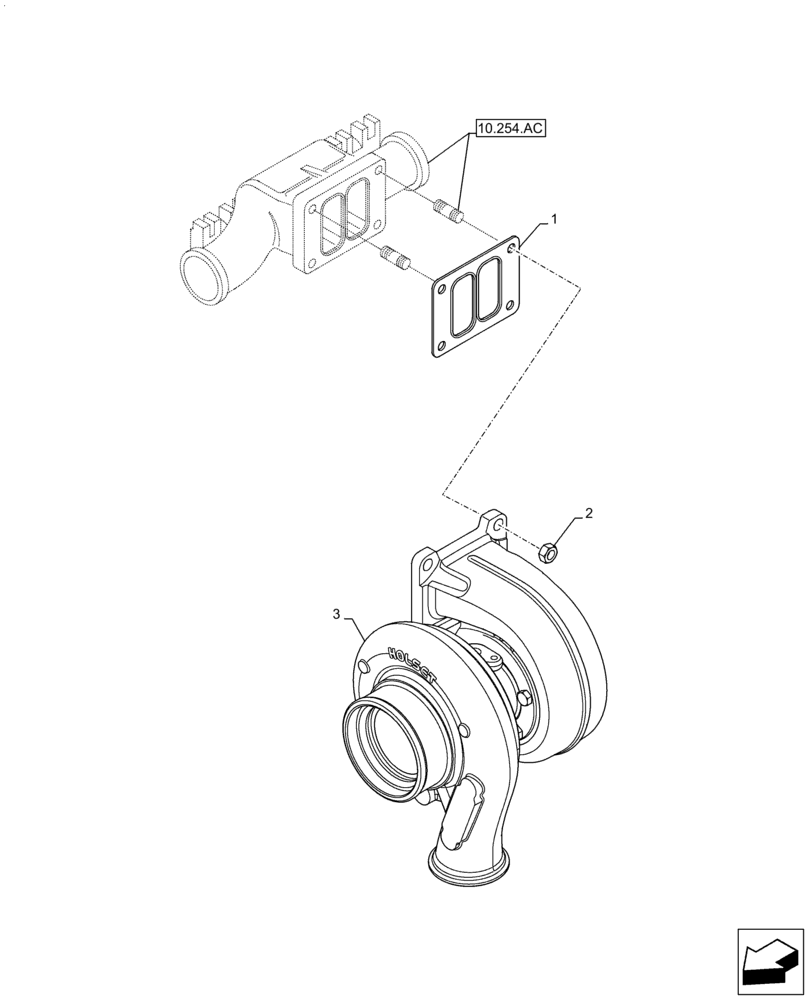 Схема запчастей Case F2CFA614A E010 - (10.250.AC) - TURBOCHARGER (10) - ENGINE