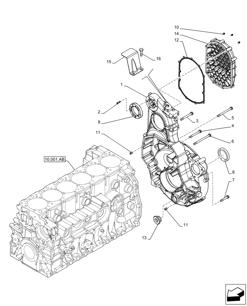 Схема запчастей Case F2CFA614A E010 - (10.102.AK) - CRANKCASE, COVER (10) - ENGINE